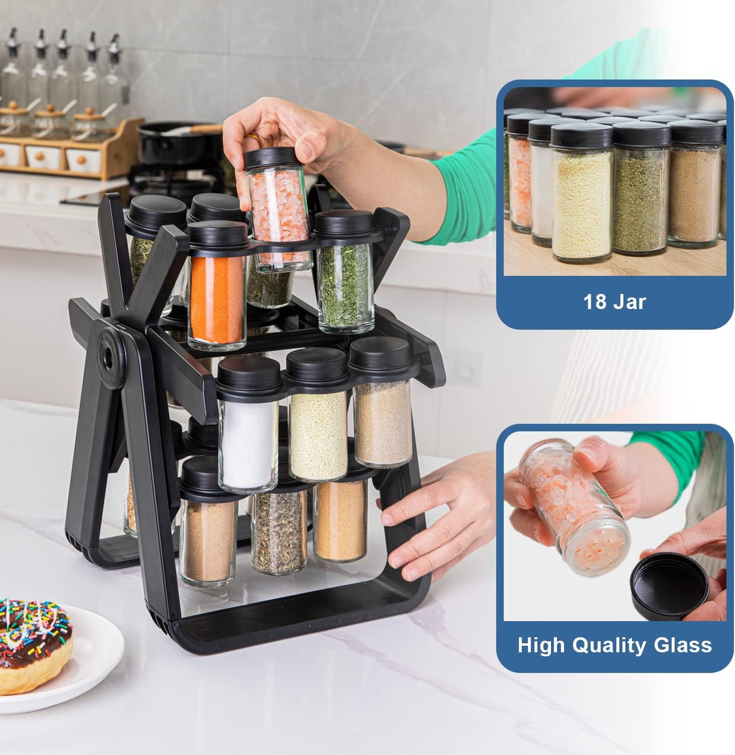 Needxo Rotating Spice Rack – Smart Storage, Sleek Style